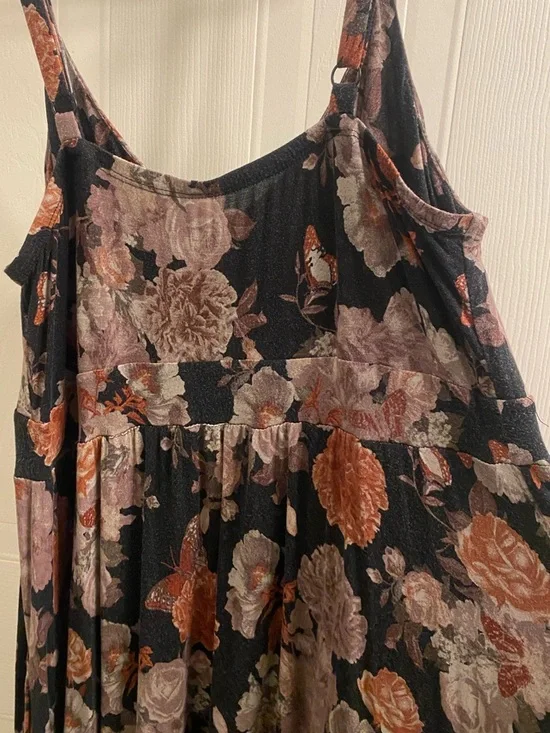 Sleeveless Black Floral Maxi Dress with Brown & Tan Floral Accents - Picture 8 of 9